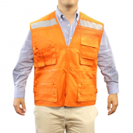 GA10 CHALECO GEÓLOGO GABARDINA CON CINTA NARANJO