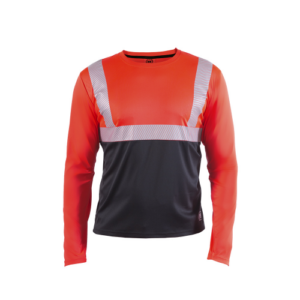 POLERA REFLECTIVA ROJO FLUOR MANGA LARGA HARDWORK